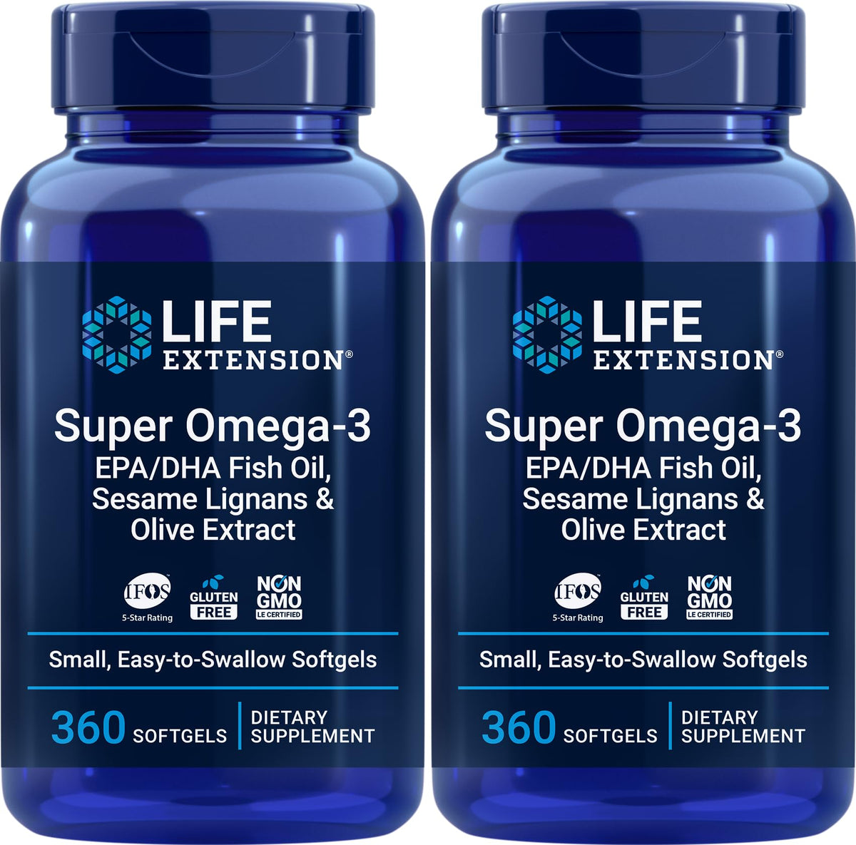 Front view of Life Extension Super Omega-3 360 Softgels Pack of 2