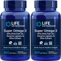 Front view of Life Extension Super Omega-3 360 Softgels Pack of 2