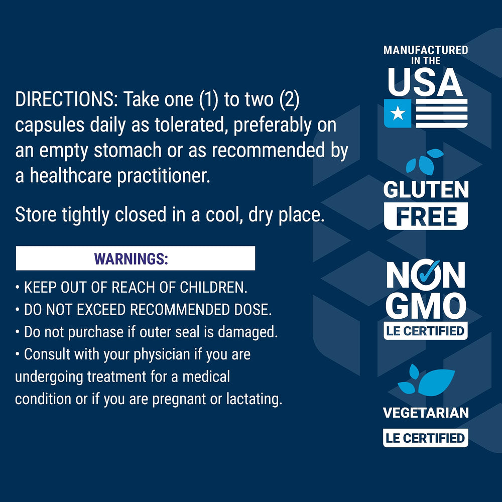 Nutrition facts and ingredients on bottle label