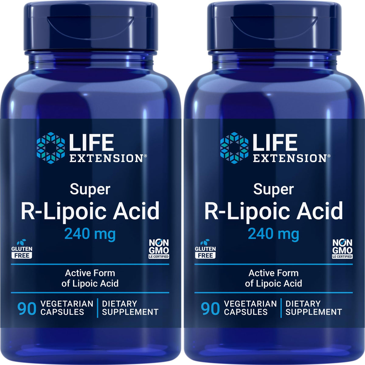 Two Life Extension Super R-Lipoic Acid 240 mg bottles (pack of 2)