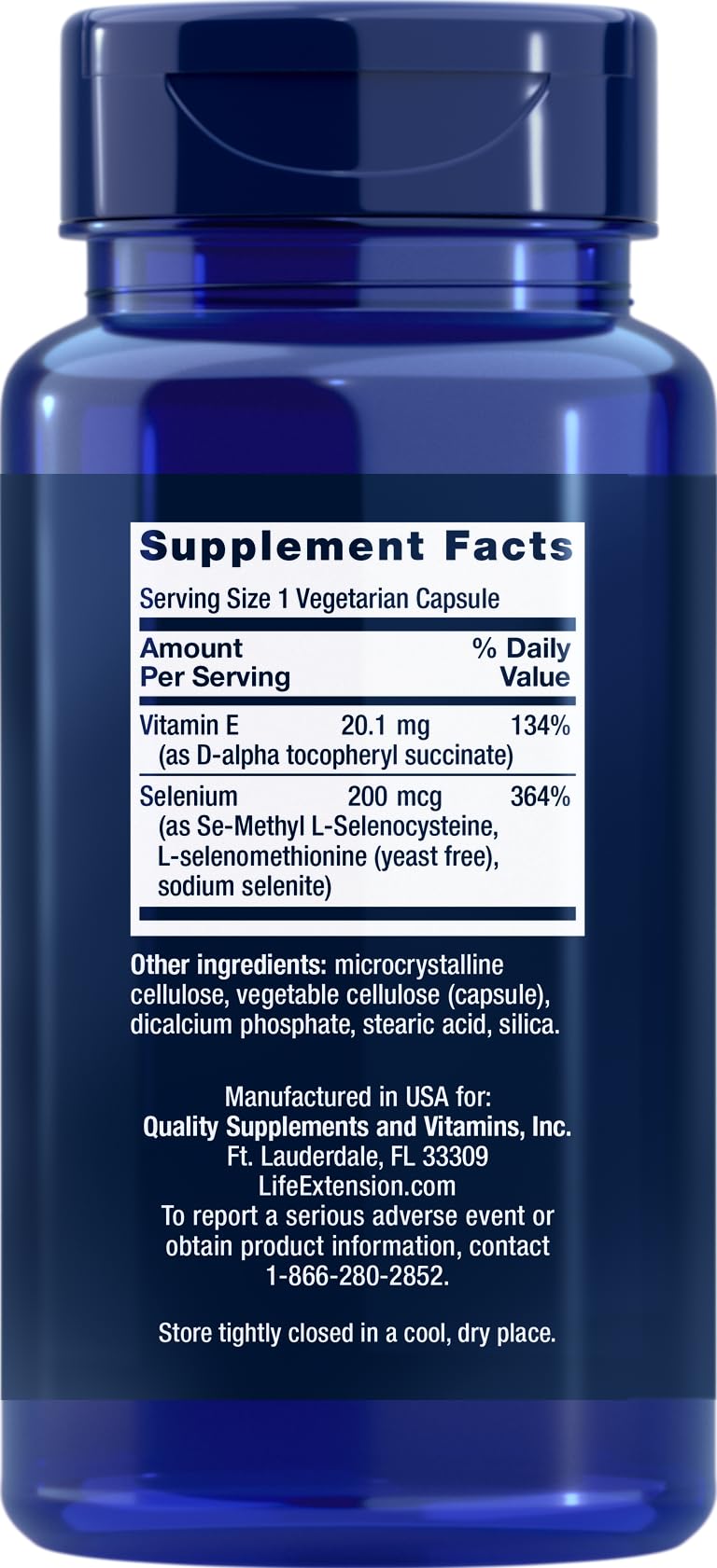 Close-up of Life Extension Super Selenium Complex packaging showing 100 vegetarian capsules (Pack of 2)