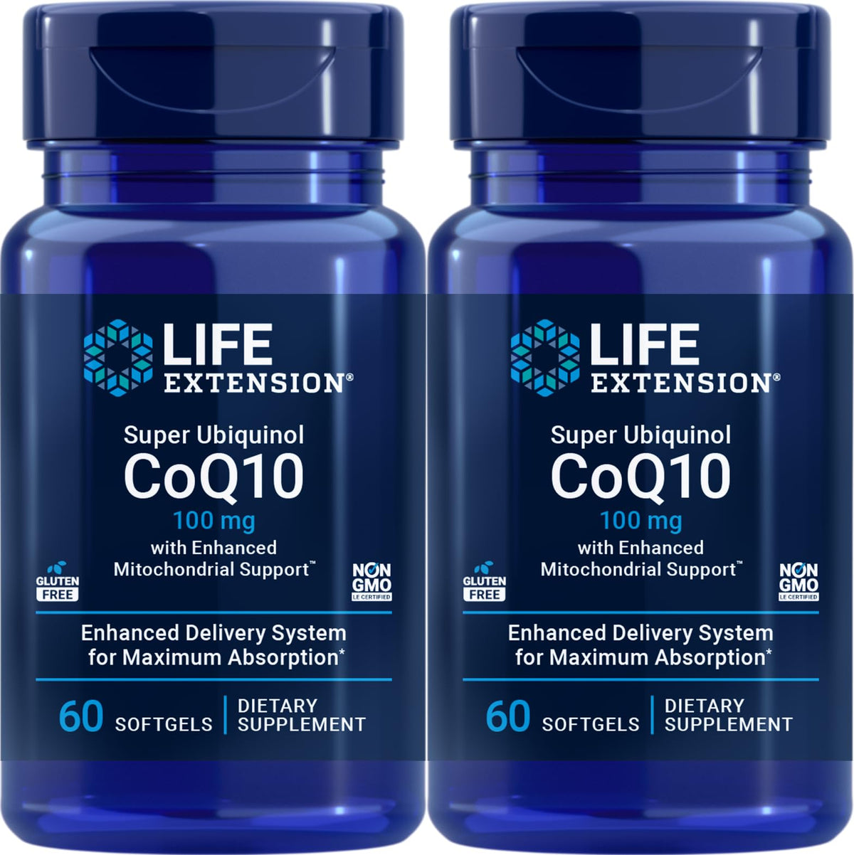 Life Extension Super Ubiquinol CoQ10 100 mg, 60 softgels, Pack of 2 – bottle 1