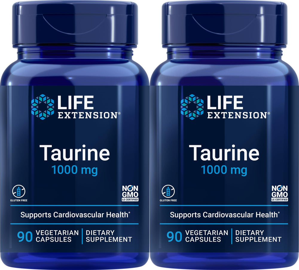 Life Extension Taurine 1,000 mg – 90 Vegetarian Capsules (Pack of 2) bottle