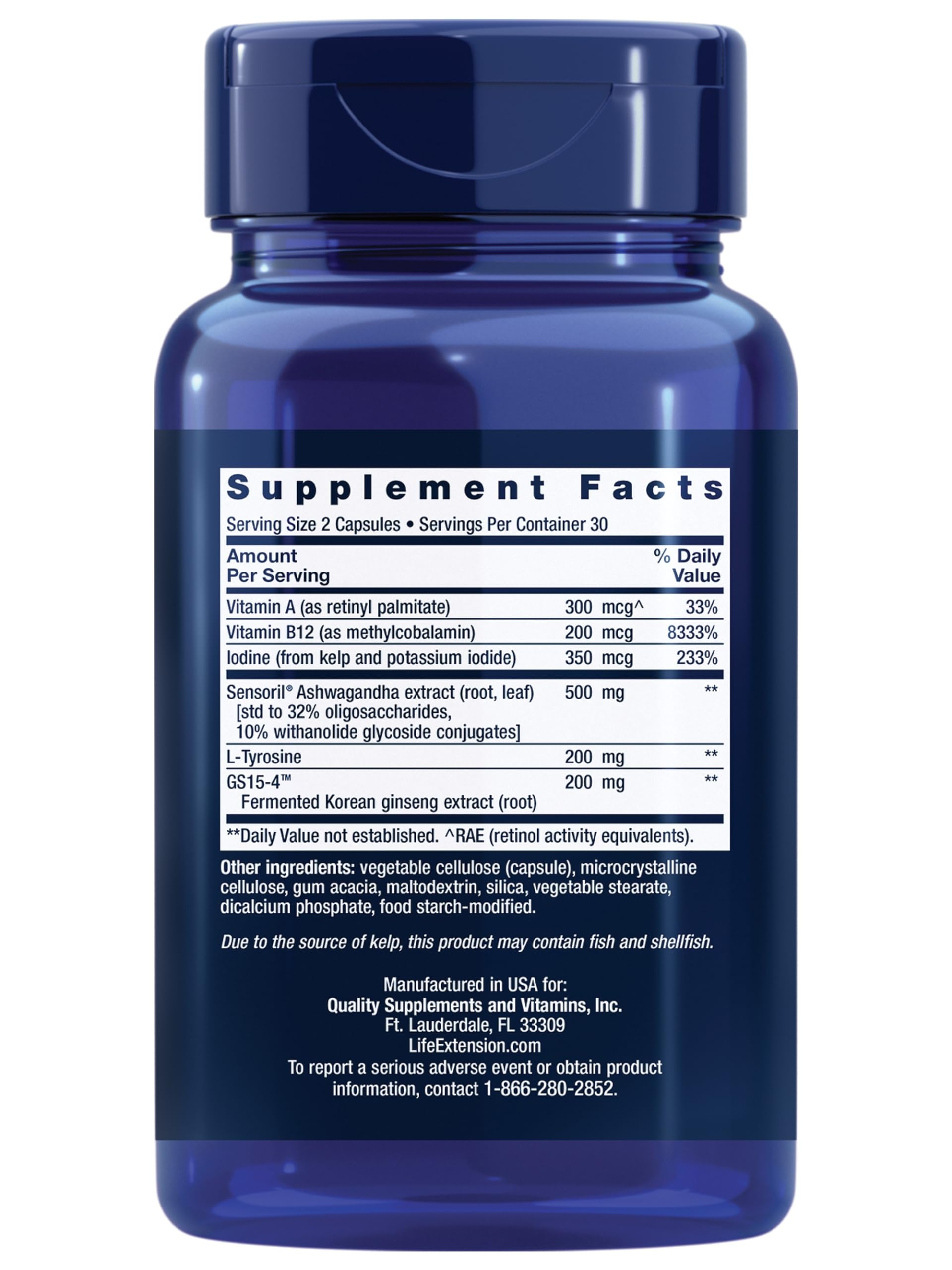 Life Extension Thyroid Support Complex bottle back label