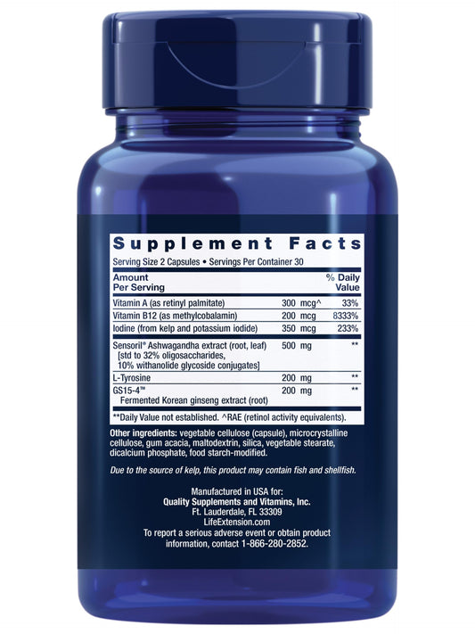 Life Extension Thyroid Support Complex bottle back label
