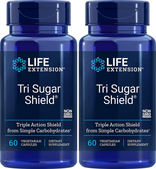 Life Extension Tri Sugar Shield bottle – 60 Vegetarian Capsules, Pack of 2 (front view)