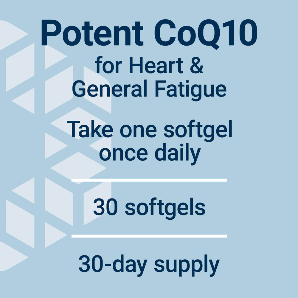 Product packaging and bottle for ubiquinol CoQ10 200 mg 30 softgels