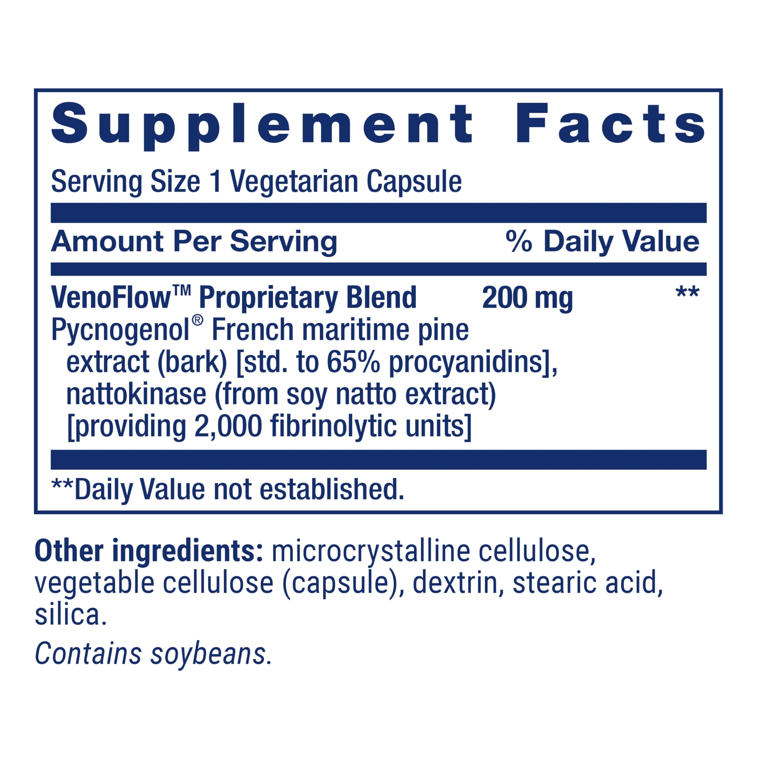 Life Extension VenoFlow capsules closeup emphasizing vegetarian formulation.