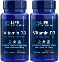 Life Extension Vitamin D3 5000 IU 120 softgels bottle label