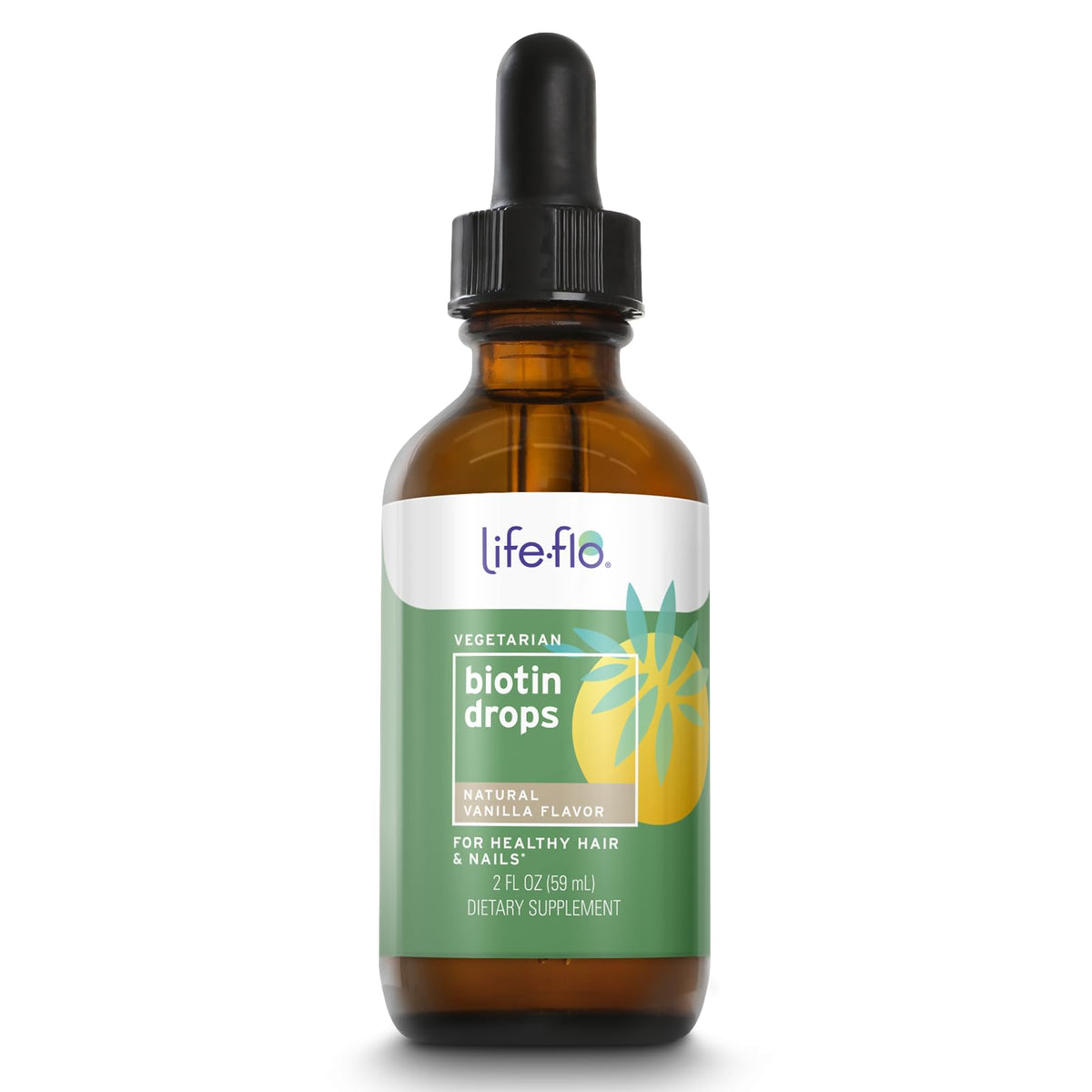 Life-Flo Biotin Drops bottle with 10000 mcg per serving label