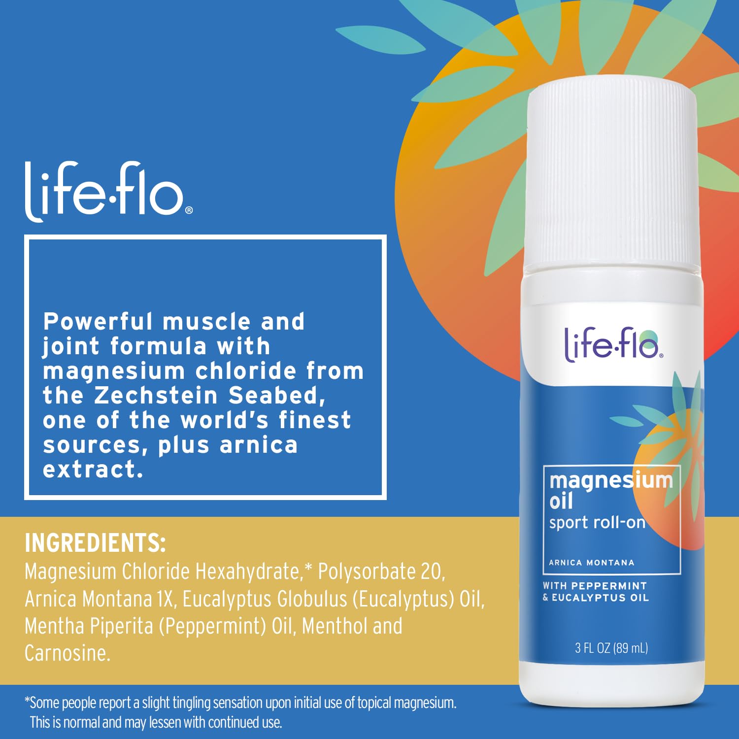 Side view of Life-Flo Magnesium Oil Sport Roll-On bottle