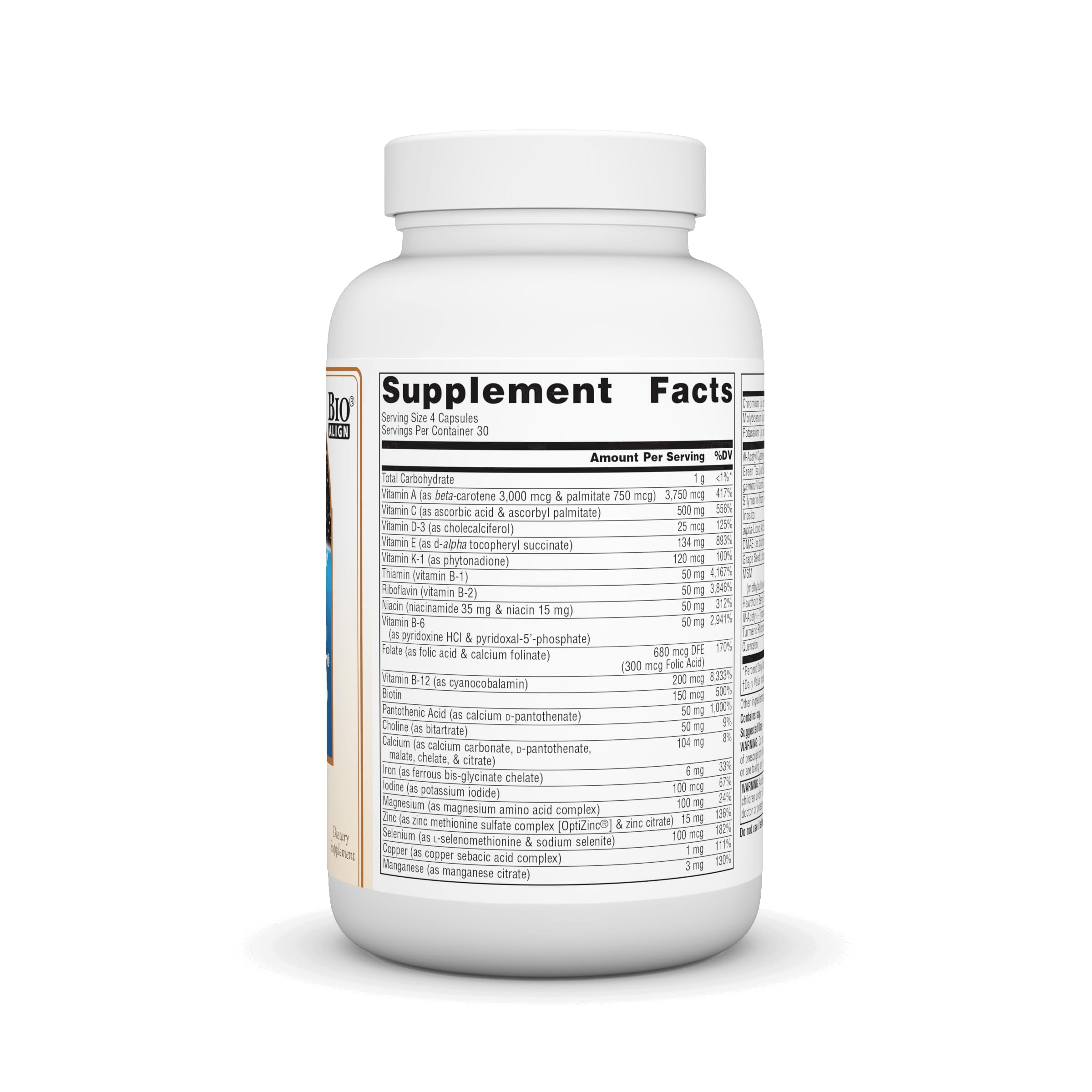 Close-up of Life Force Multivitamin label