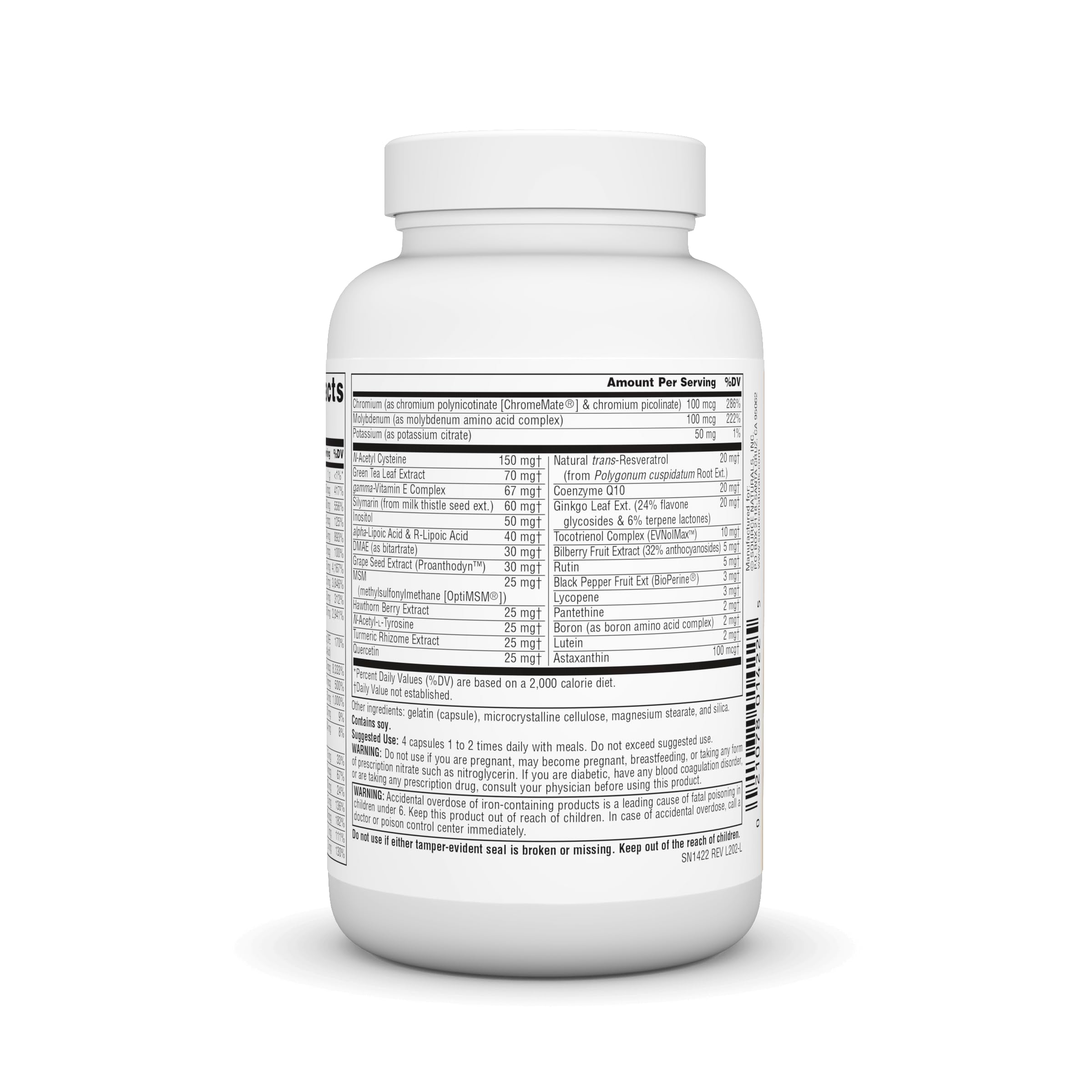 Suggested use: 4 capsules, 1-2 times daily with meals