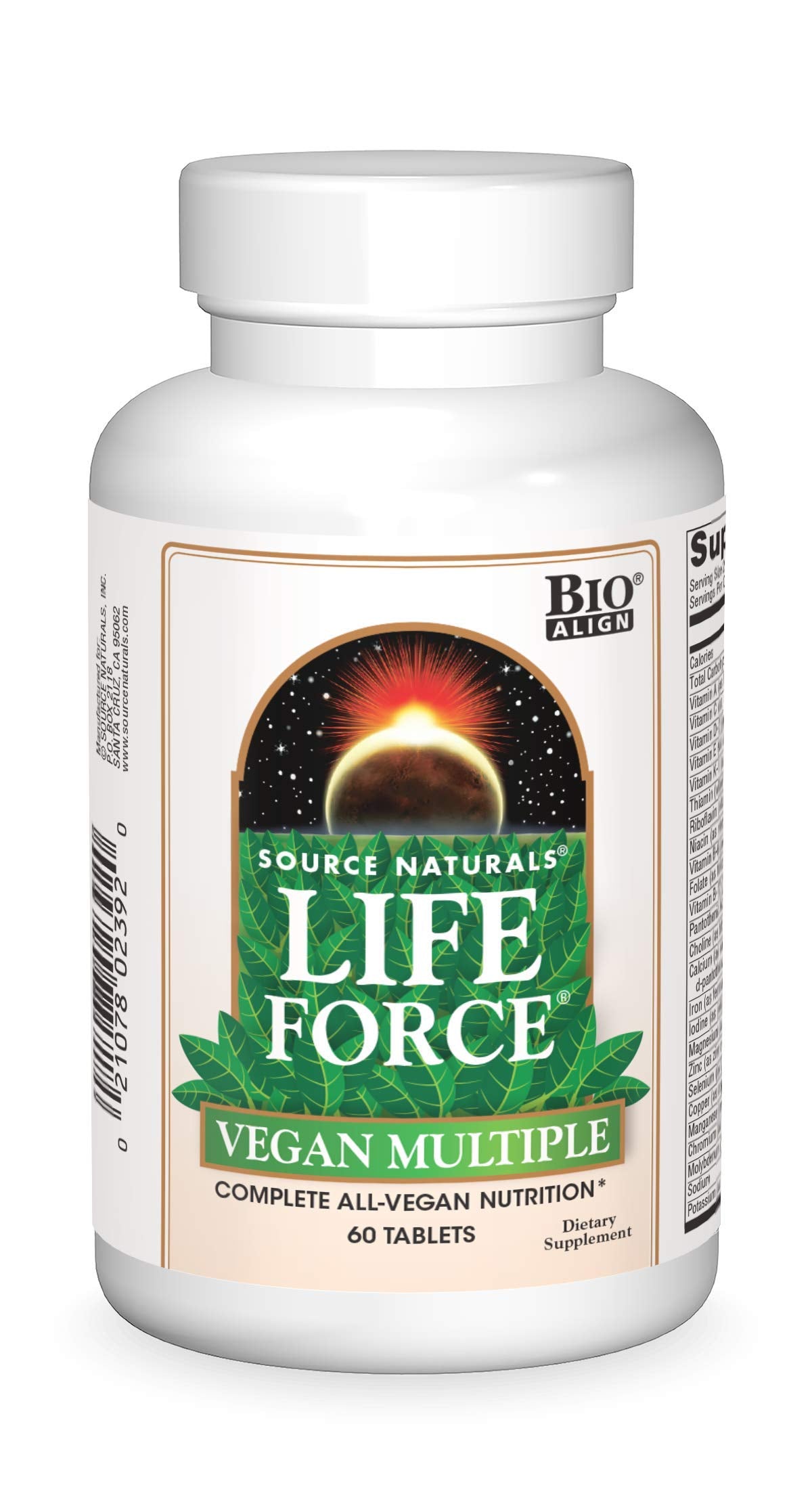 Bottle front of Source Naturals Life Force Vegan Multiple - 60 tablets