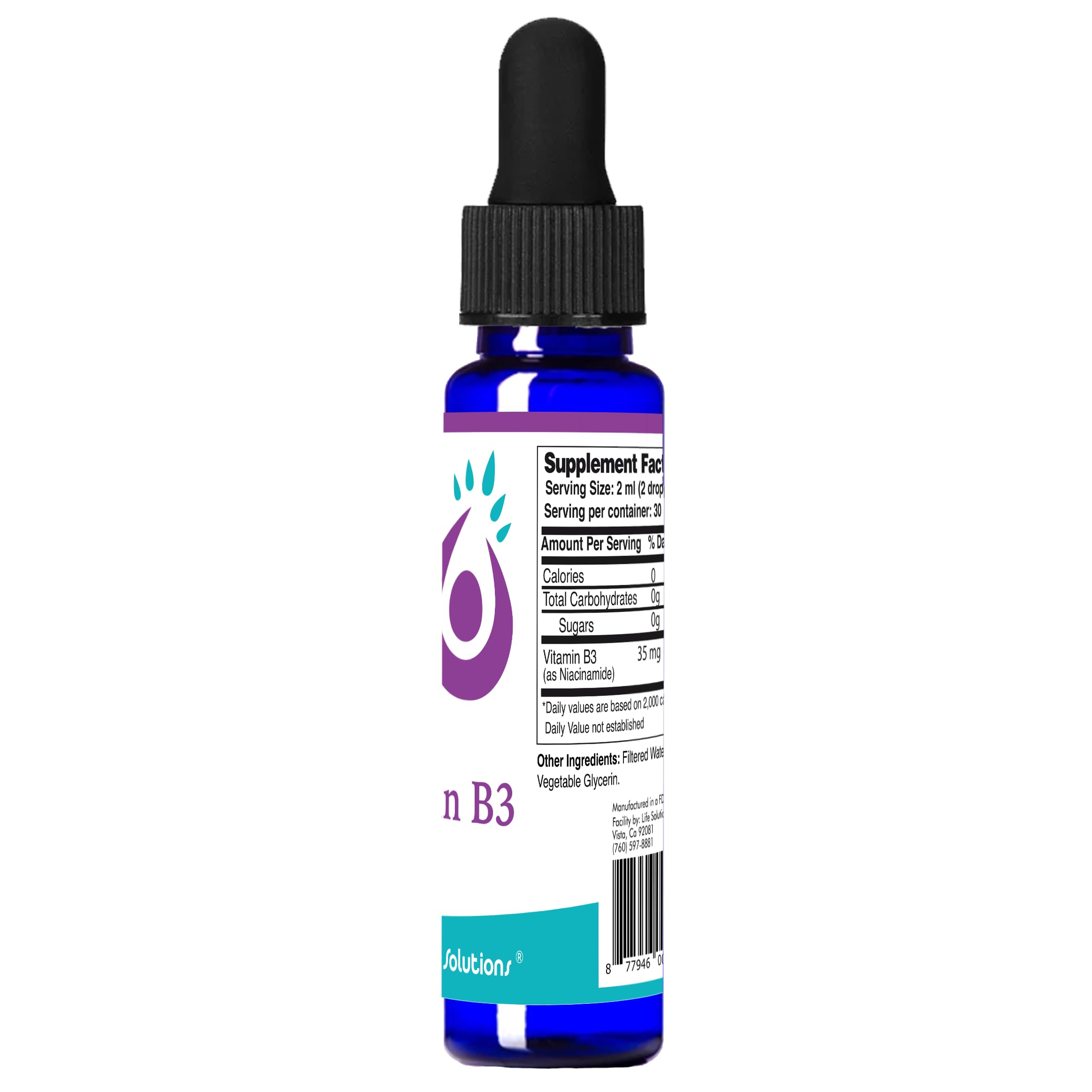 Close-up of Niacinamide dropper releasing liquid