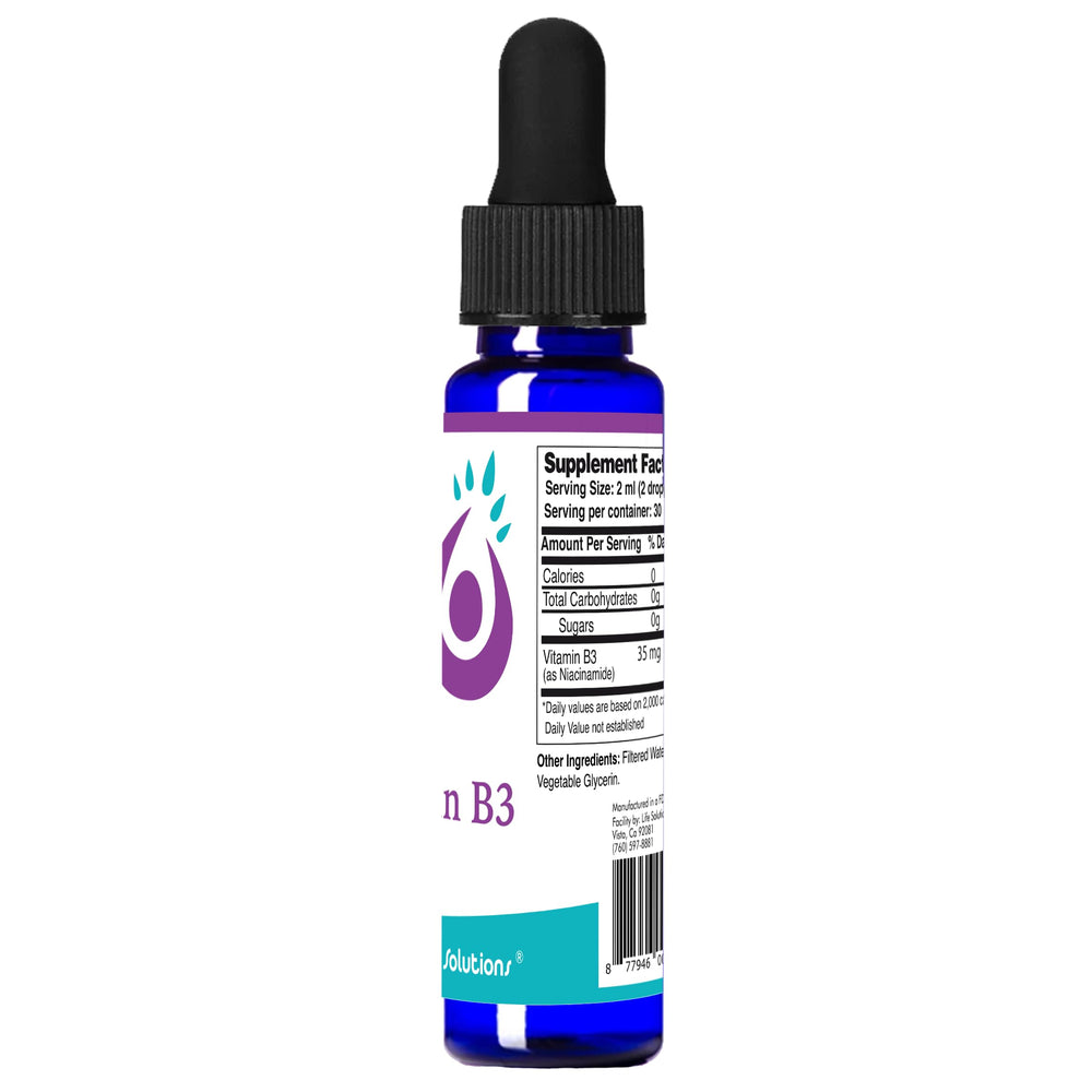 Close-up of Niacinamide dropper releasing liquid