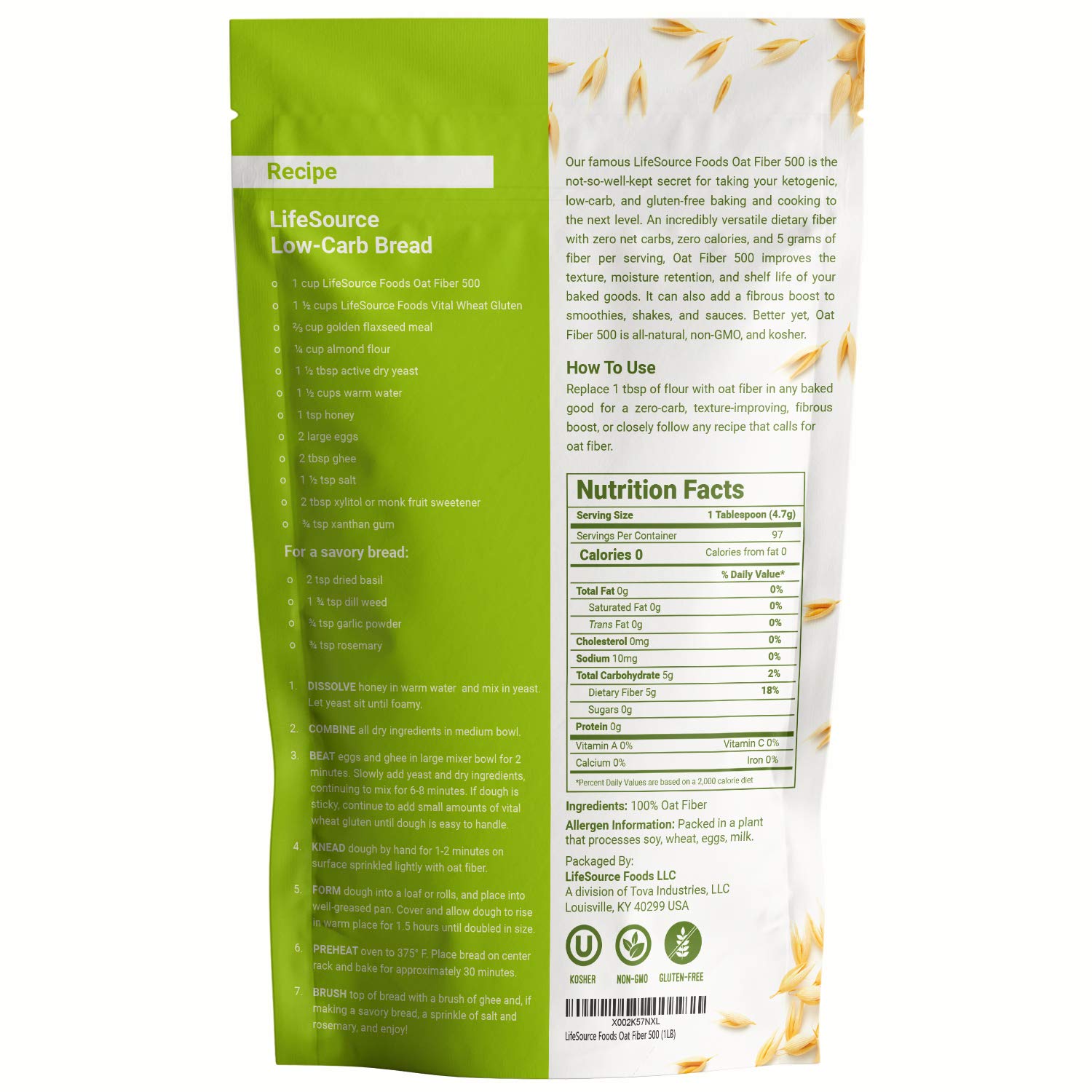 LifeSource Oat Fiber 500 1 lb resealable bag