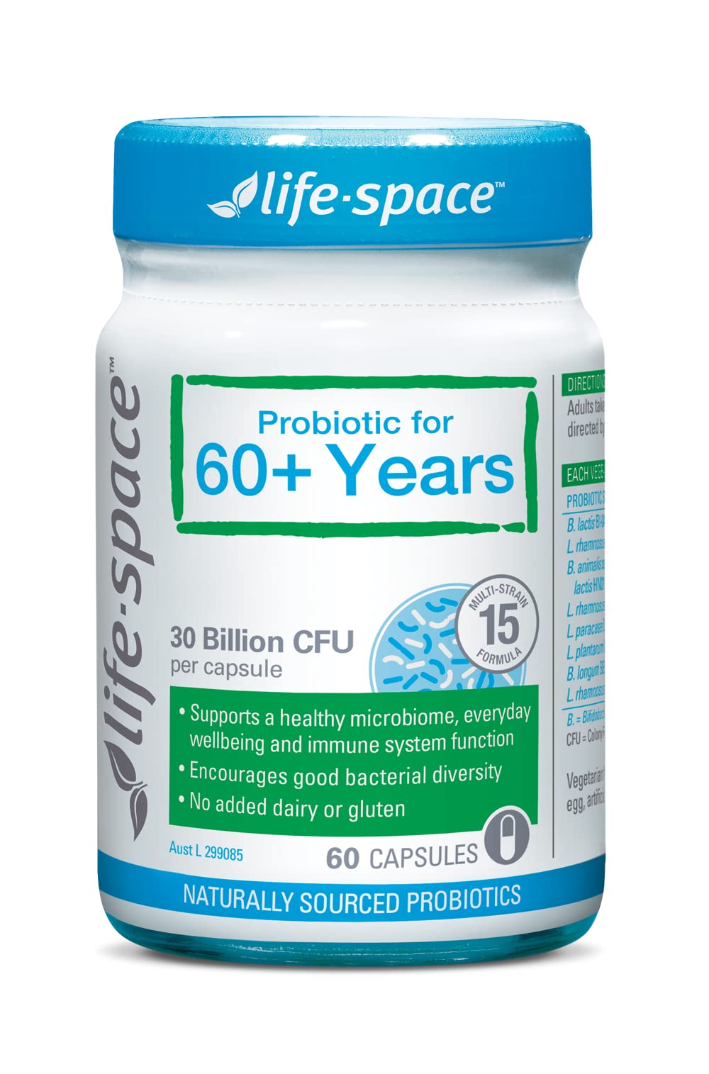 Life Space Probiotic for 60+ Years bottle and packaging