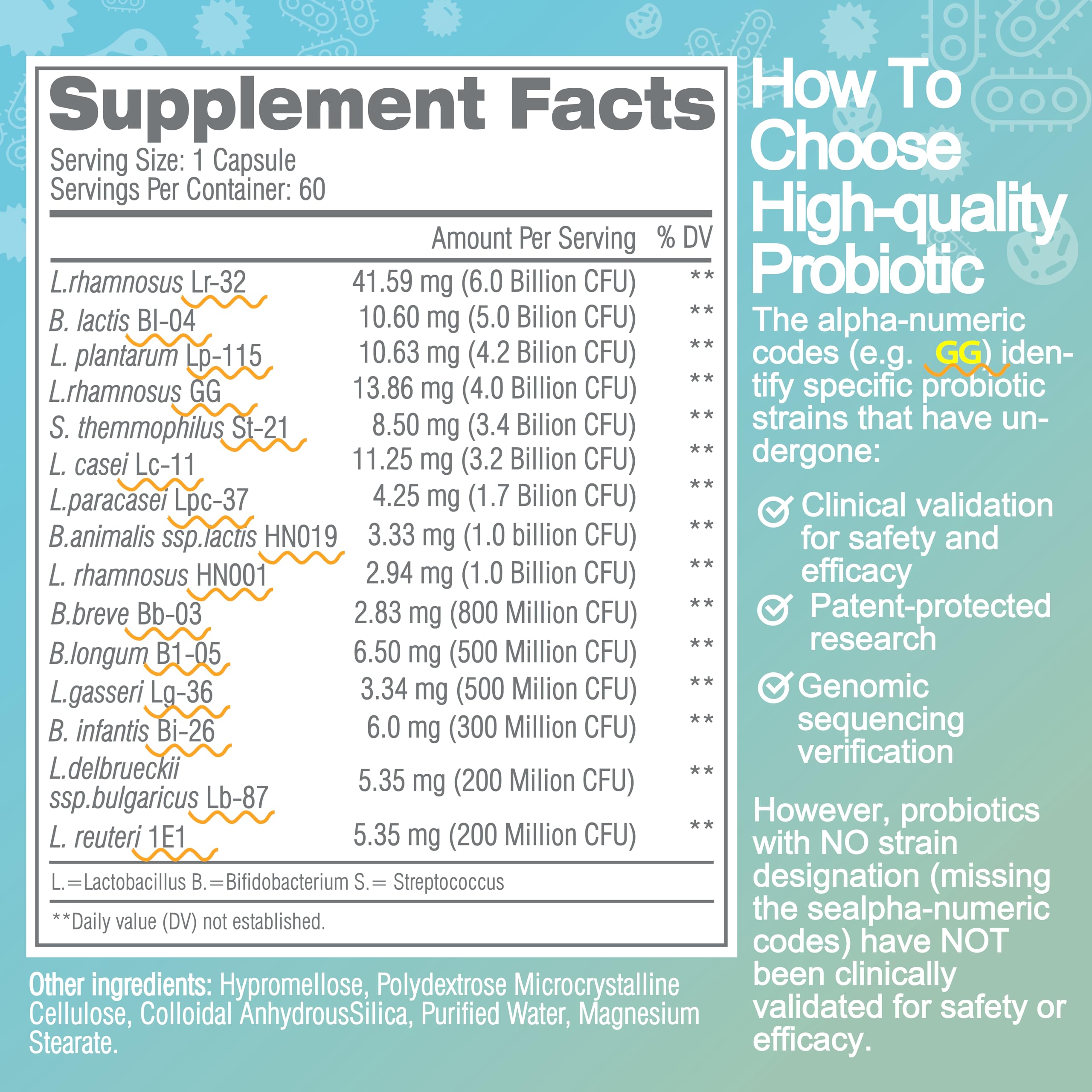 Gluten-free, non-GMO, vegetarian probiotic ingredients