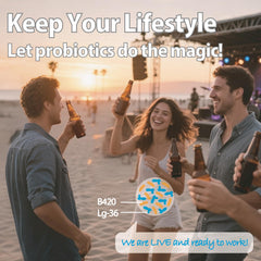 Life-Space Shape B420 Probiotics label detail with patented strains.
