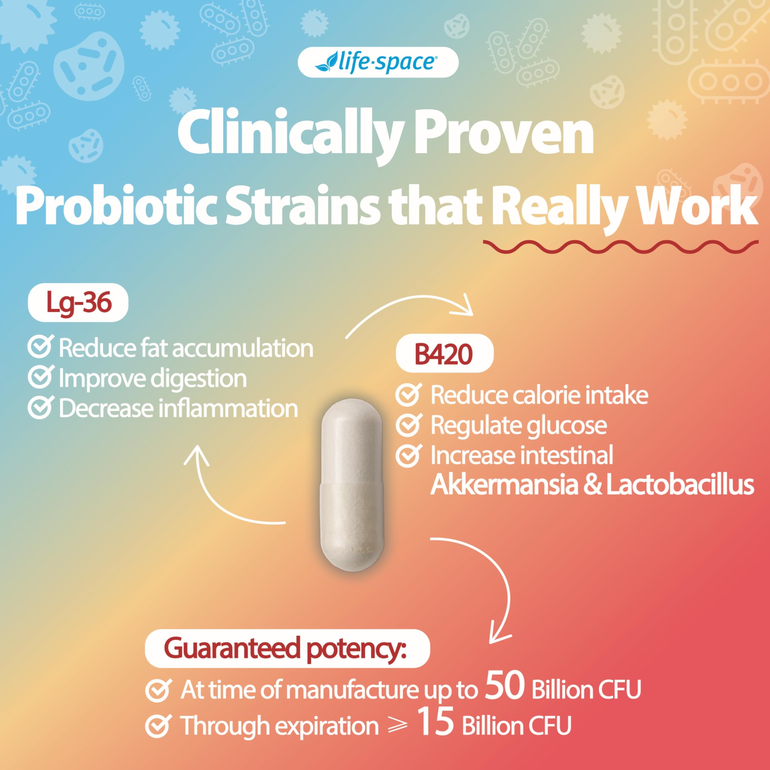 Life-Space Shape B420 Probiotics packaging box with two-month supply.