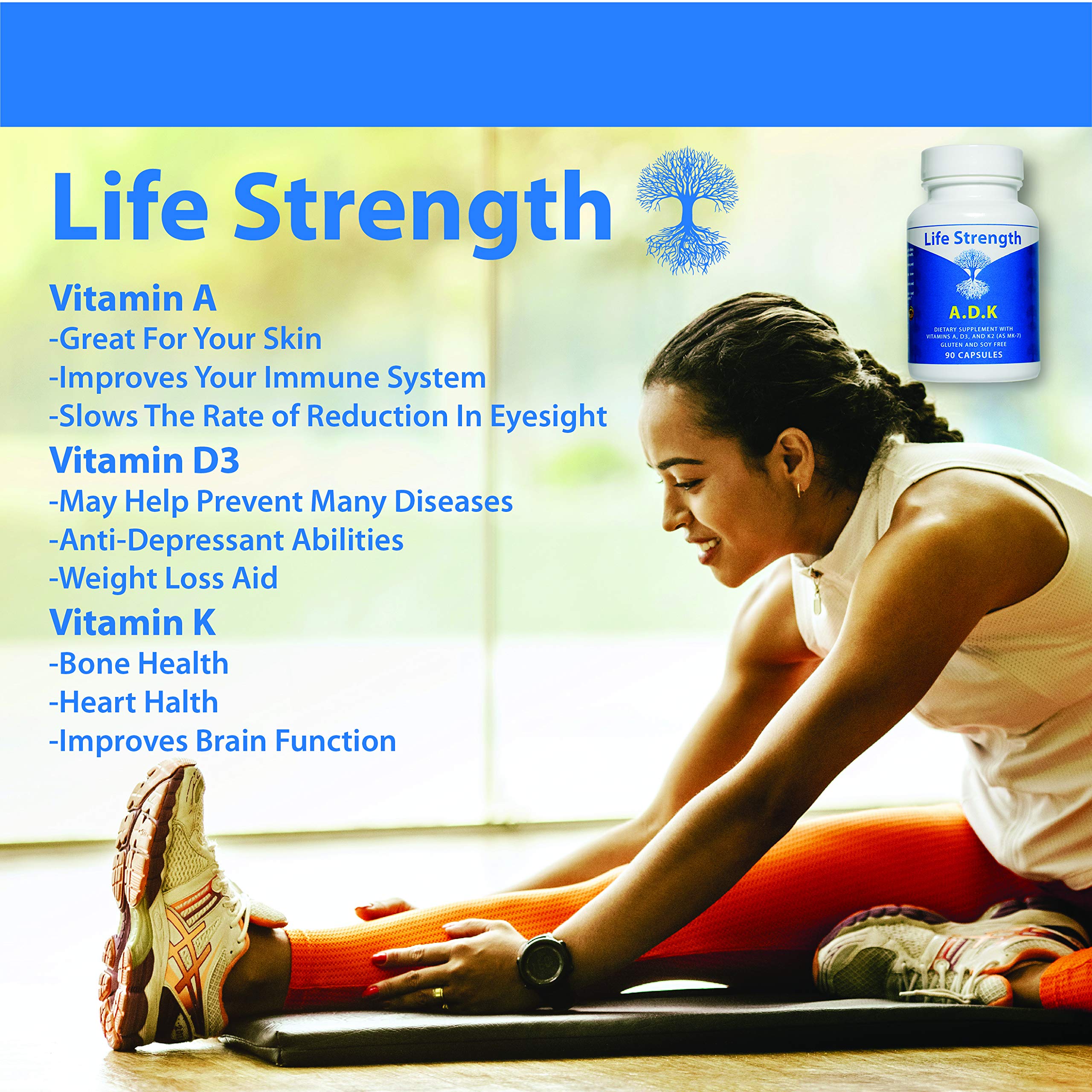 LifeStrength ADK supplement bottle made in USA