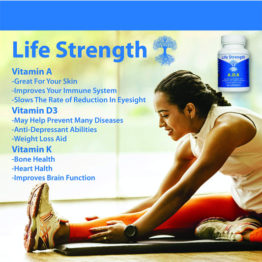 LifeStrength ADK supplement bottle made in USA