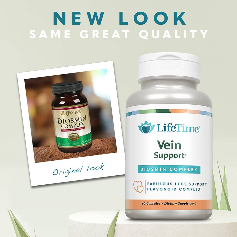 Close-up of Diosmin 450 mg capsule with product label