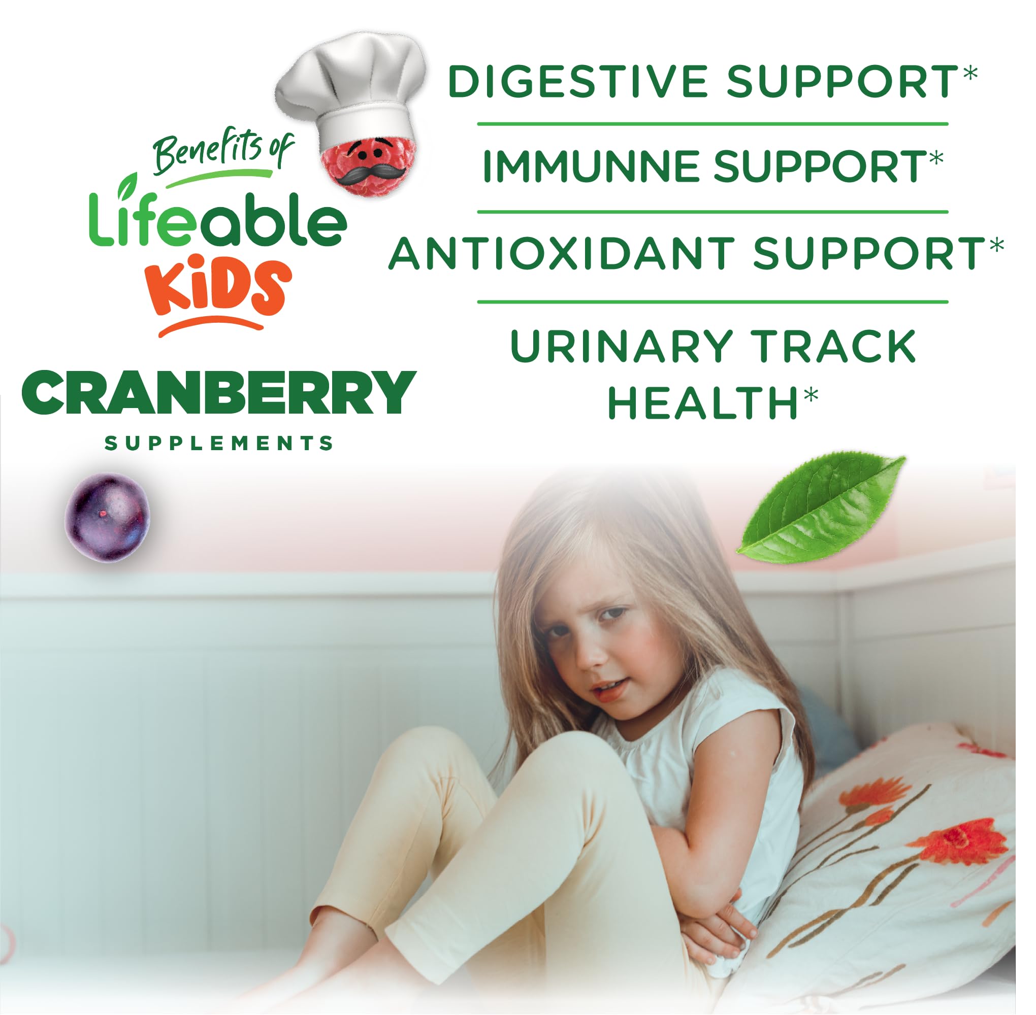 Lifeable Cranberry Gummies for Kids packaging box and bottle