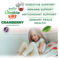 Lifeable Cranberry Gummies for Kids packaging box and bottle