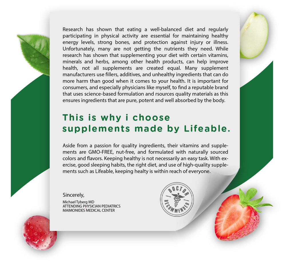 Close-up of Lifeable Cranberry Gummies urinary tract health illustration