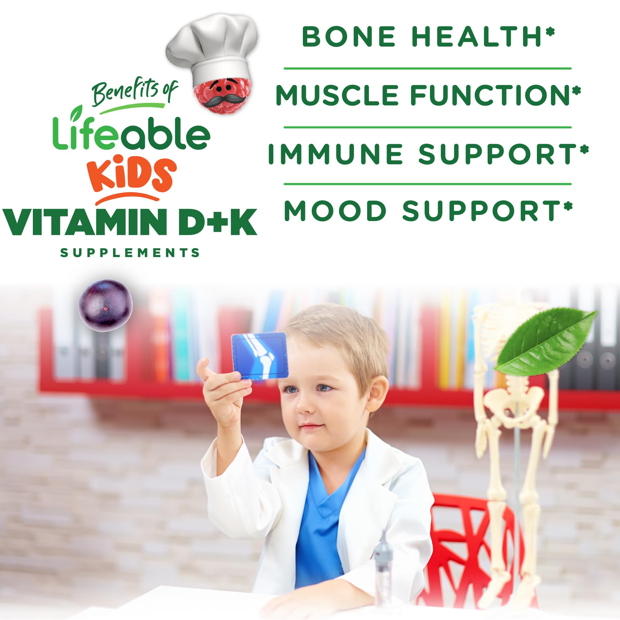 Nutrition facts and ingredients panel for Lifeable D3 K2 Gummies