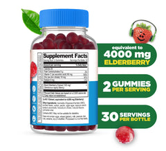 Berry-flavored elderberry gummies packaging for kids