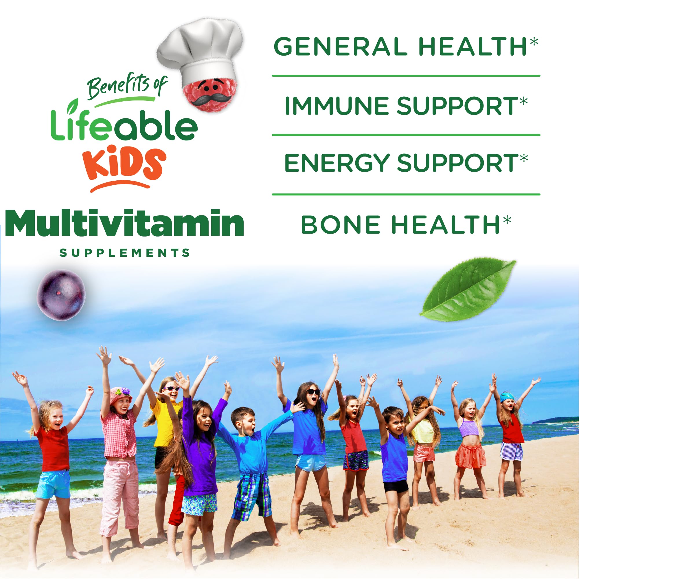 Nutrition facts: 400 IU Vitamin D, 333% Vitamin C, 6 B vitamins and 1.25 mg iron per serving