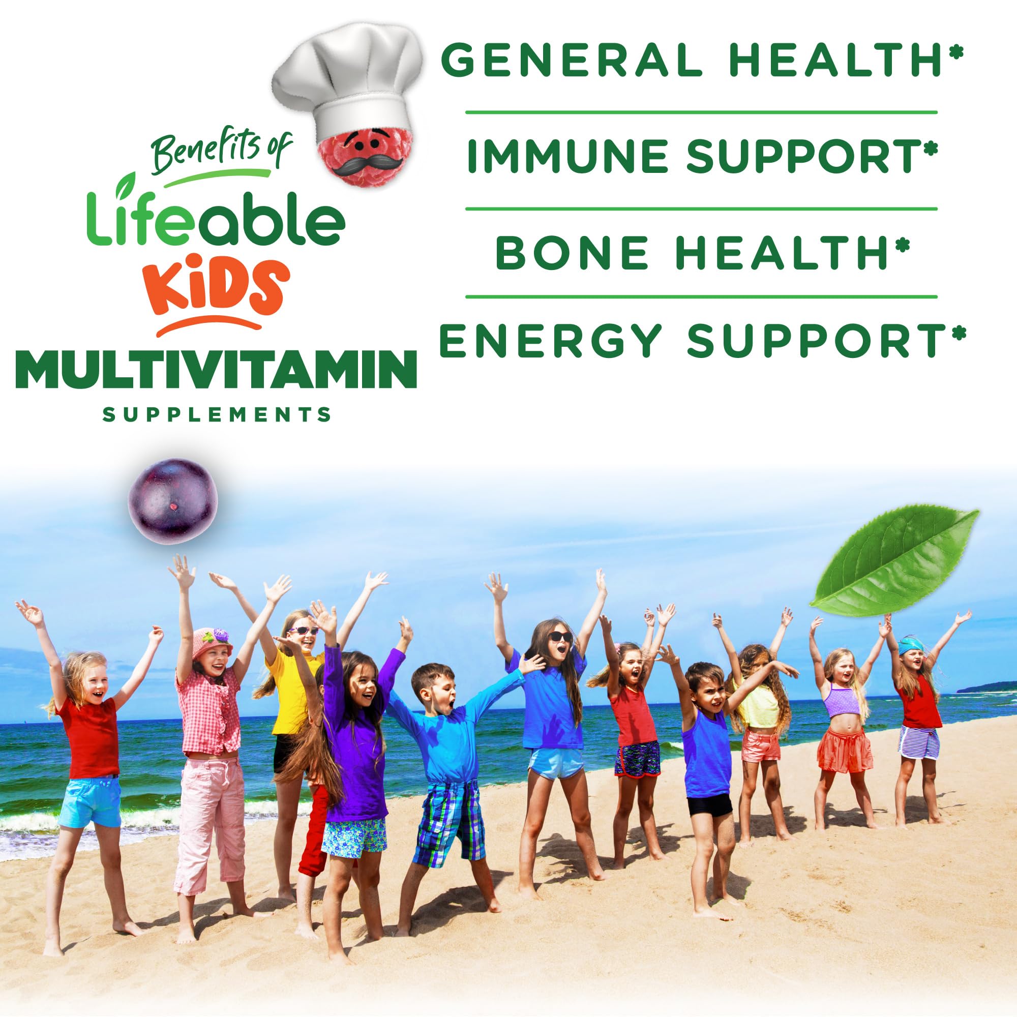 Mixed fruit flavor Lifeable Kids Multivitamin Gummies