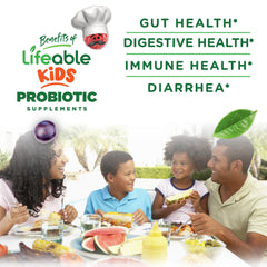 Side view of Lifeable Kids Probiotics Gummies bottle showing 90 gummies