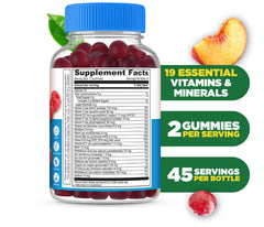 Label showing vitamins and minerals for Lifeable sugar-free men’s multivitamin gummies