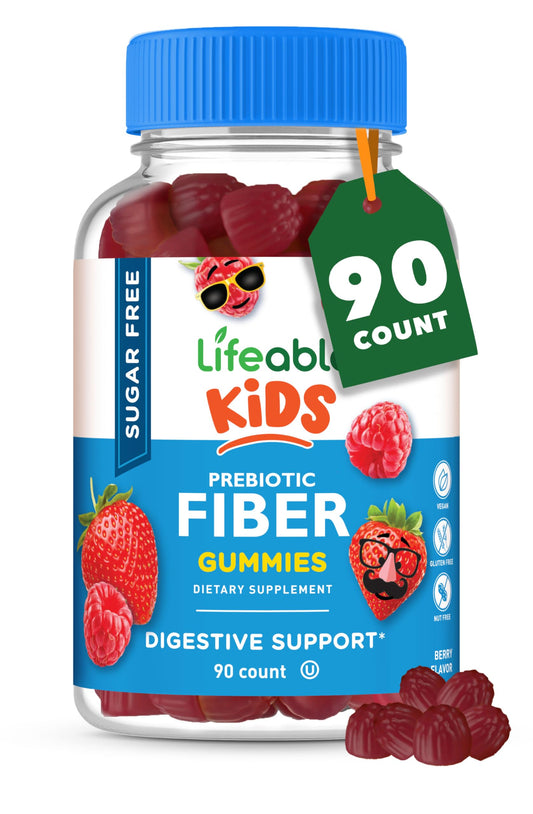 Berry flavored sugar-free prebiotic fiber gummies for kids - 90 count