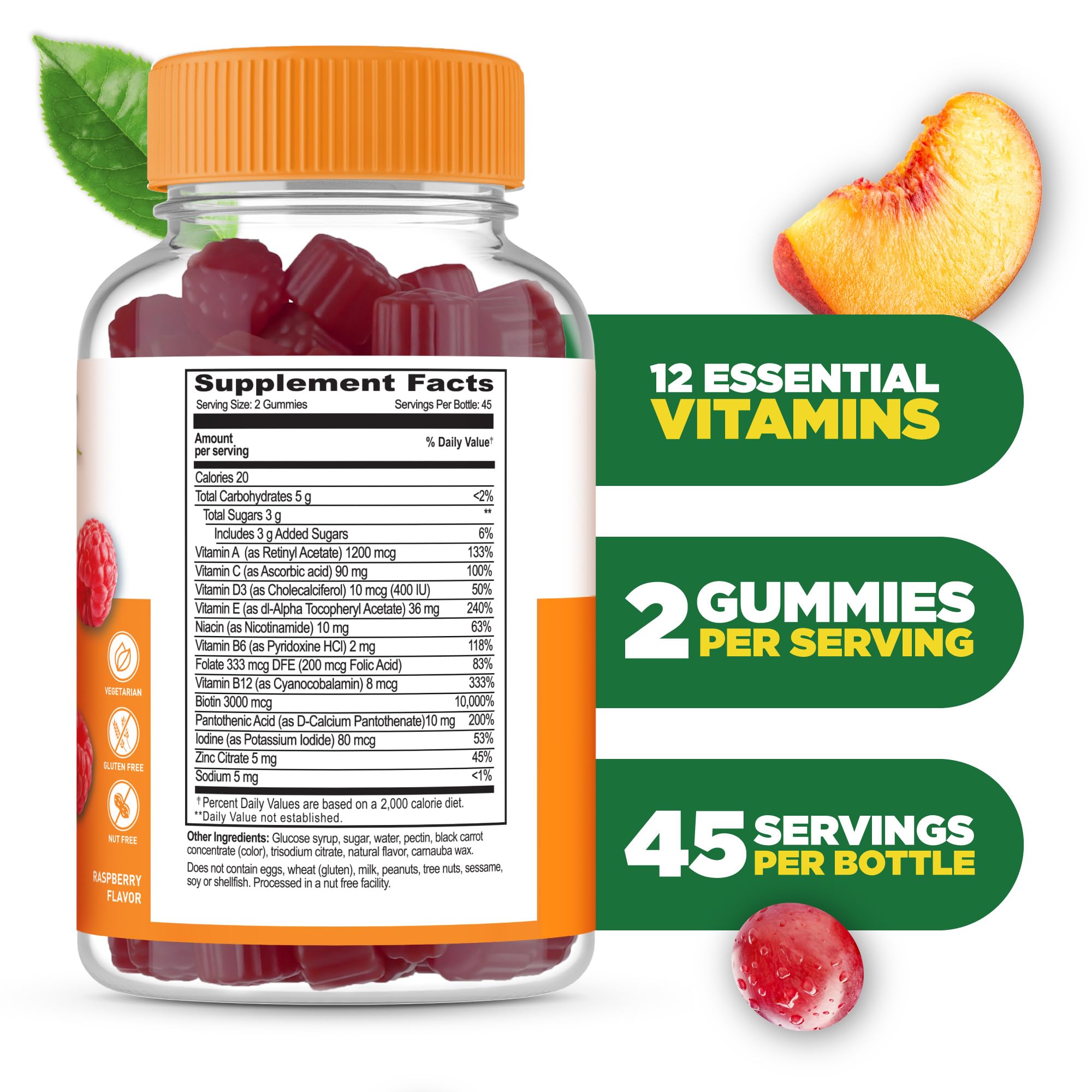 Close-up of raspberry-flavored Lifeable women's multivitamin gummy