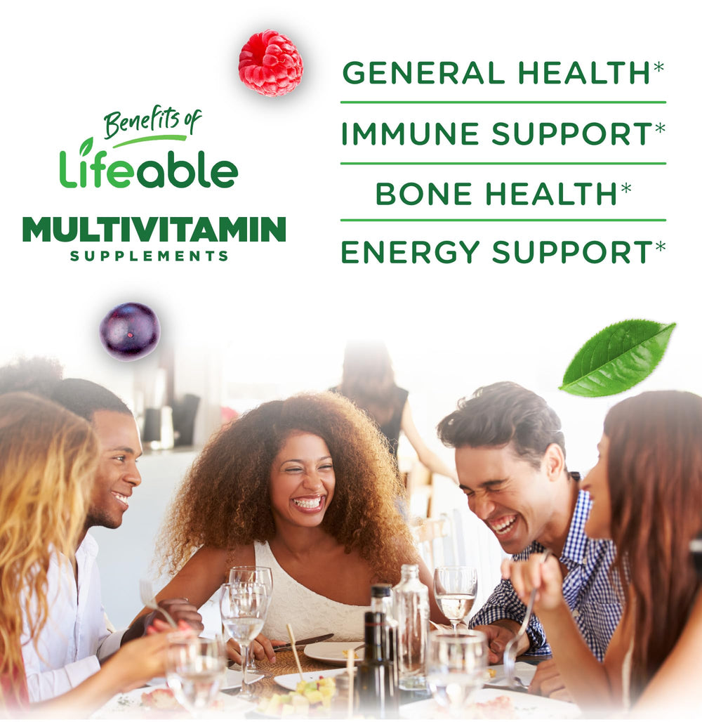 Ingredients panel for Lifeable Multivitamin Berry flavor