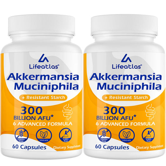 Lifeatlas GLP ONE probiotic bottle showing Akkermansia 300B AFU