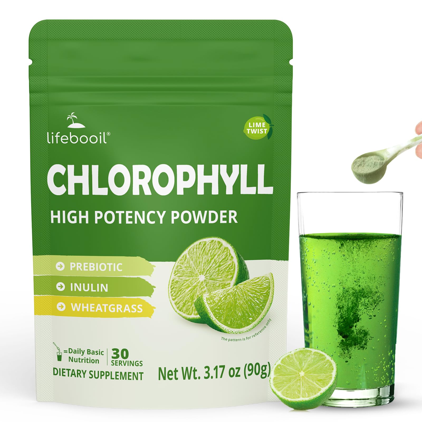 Lifebooil Chlorophyll Powder Lime Twist bottle