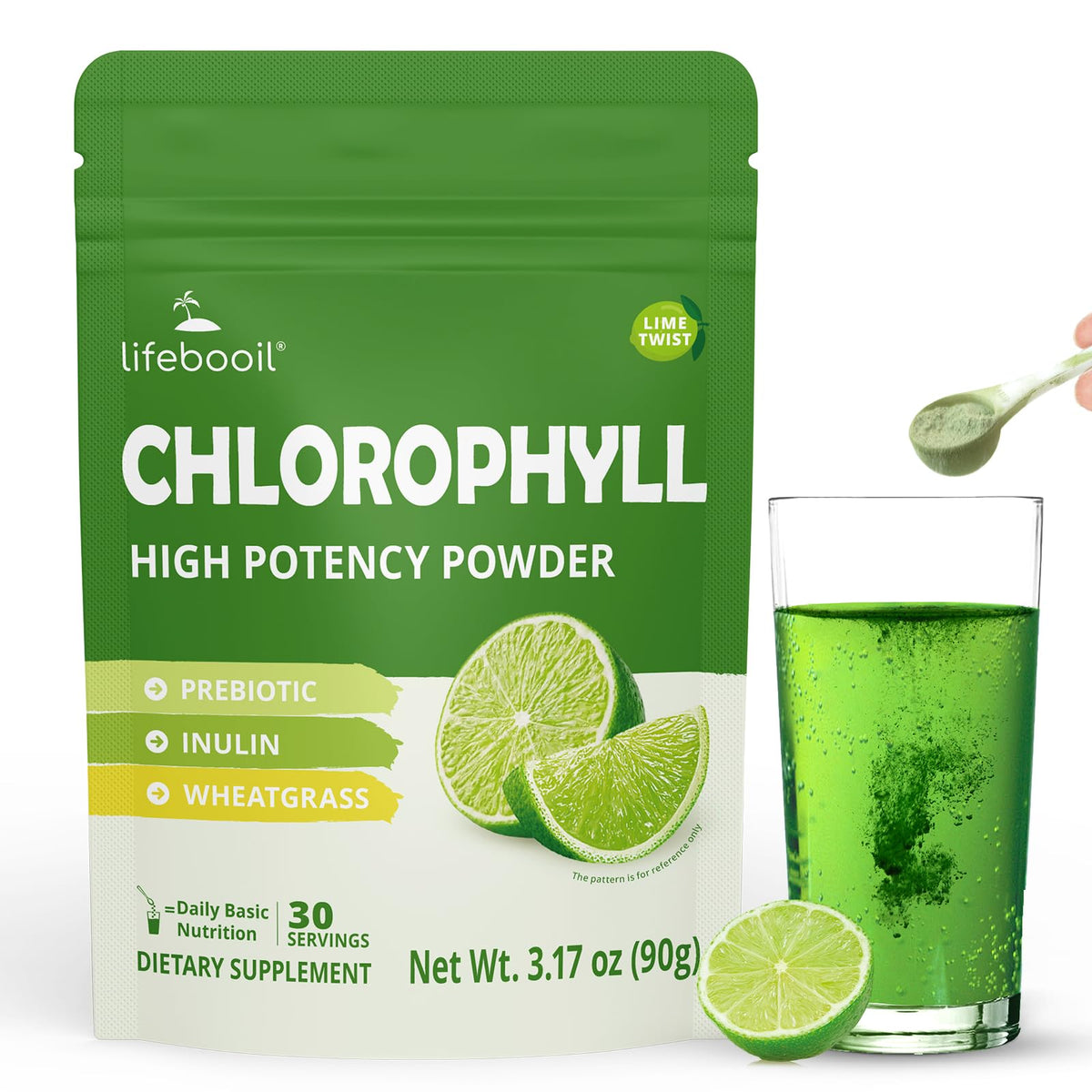 Lifebooil Chlorophyll Powder Lime Twist bottle