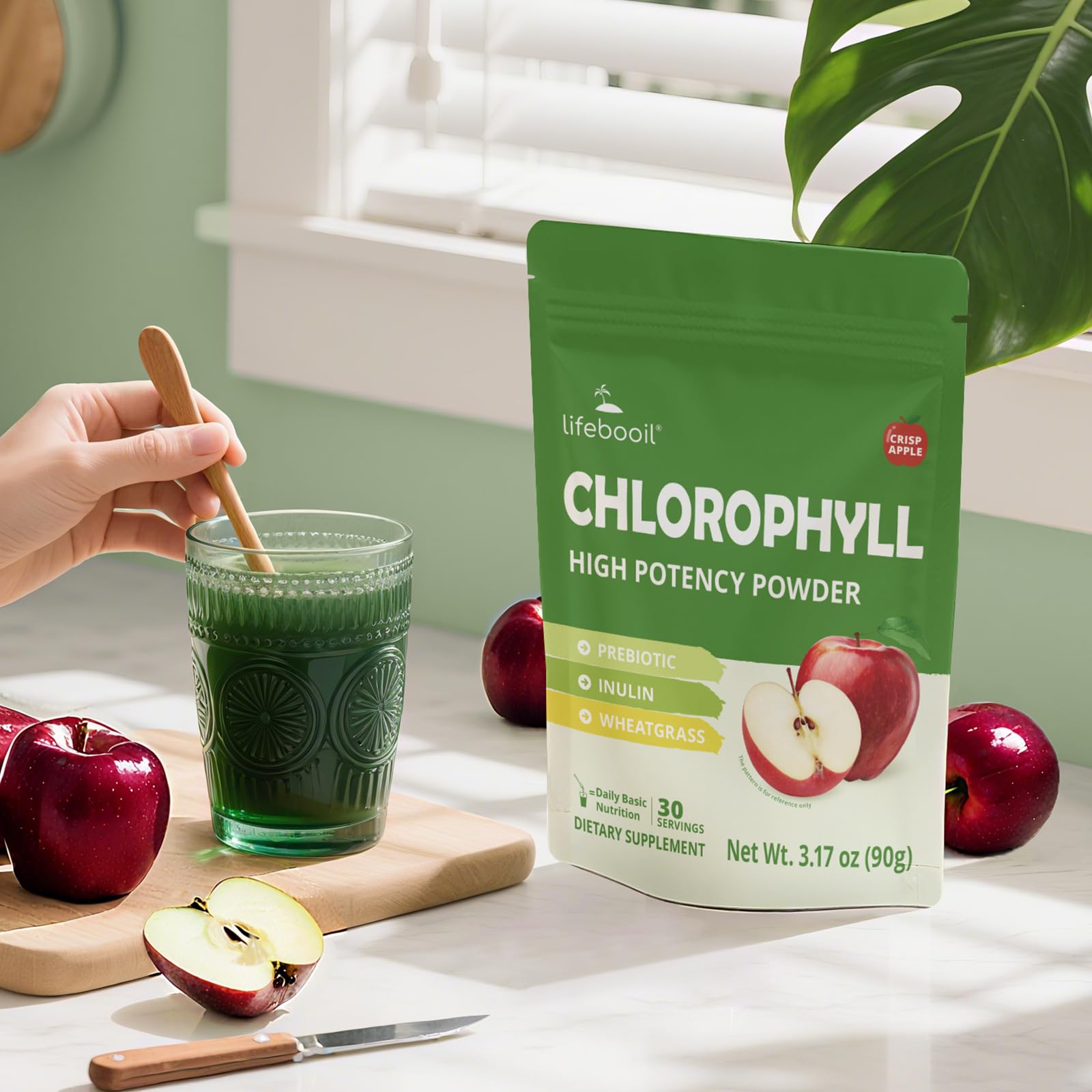 Packaging side view showing 30 servings