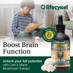 Made in USA Lifecykel Lion's Mane extract bottle