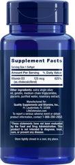 Close-up of Life Extension Vitamin D3 bottle with 120 softgels
