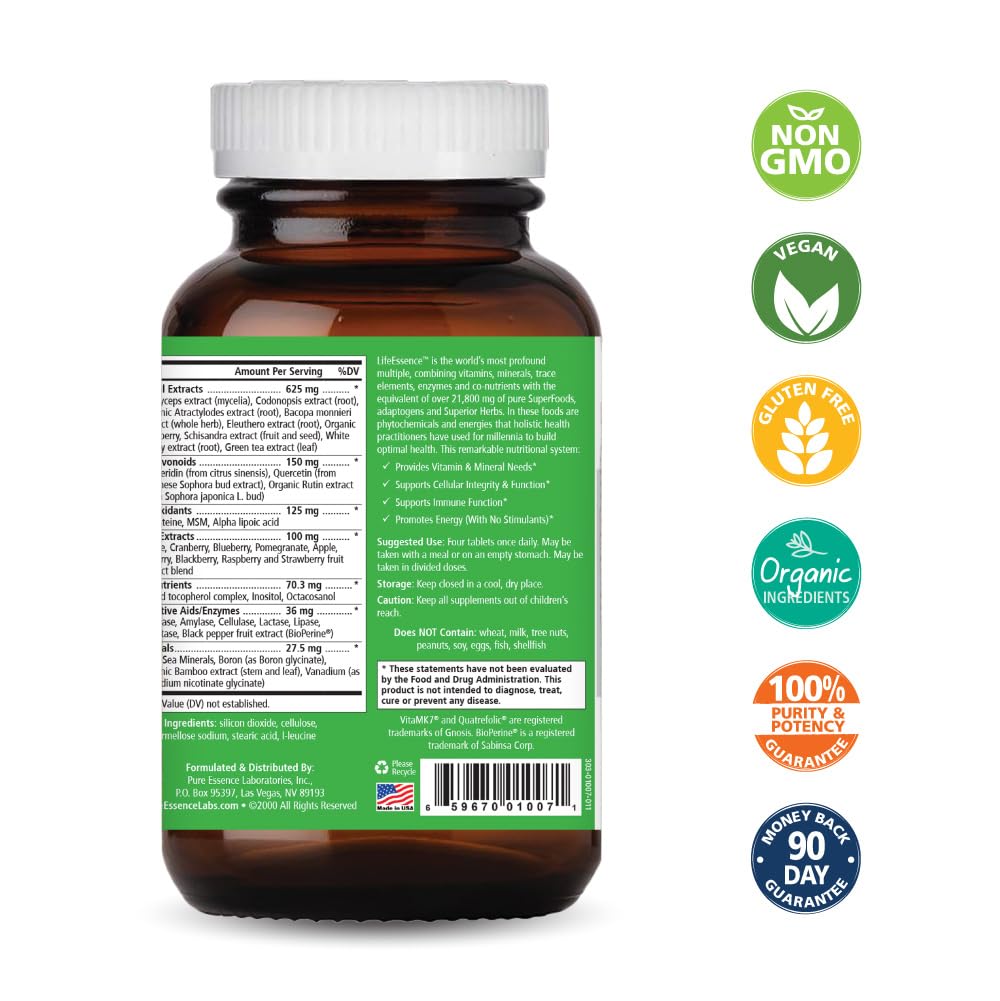 Close-up of LifeEssence multivitamin tablets
