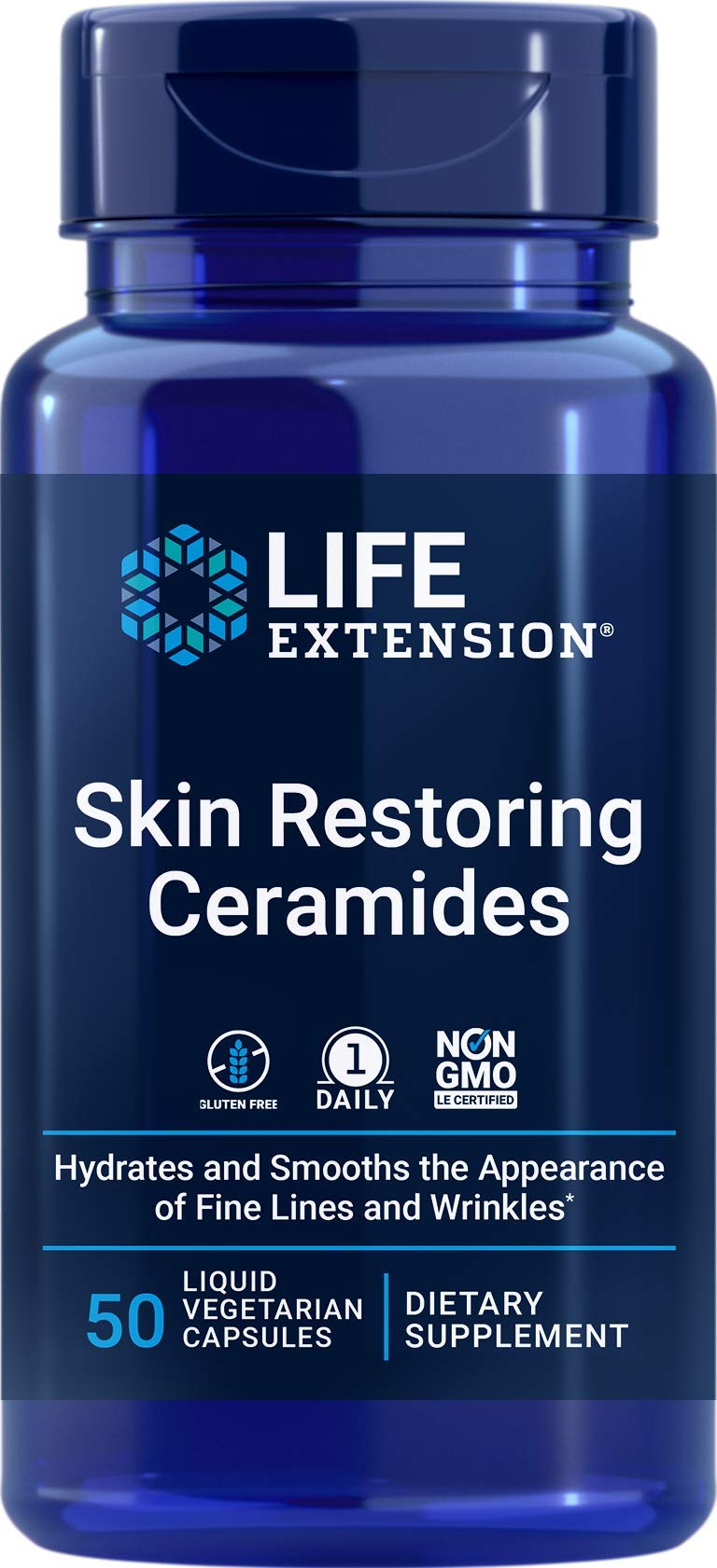 Life Extension Skin Restoring Ceramides bottle - 50 vegetarian capsules