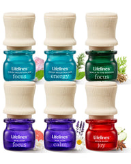 Front view of Lifelines Bright Botanicals 6-pack essential oil blends