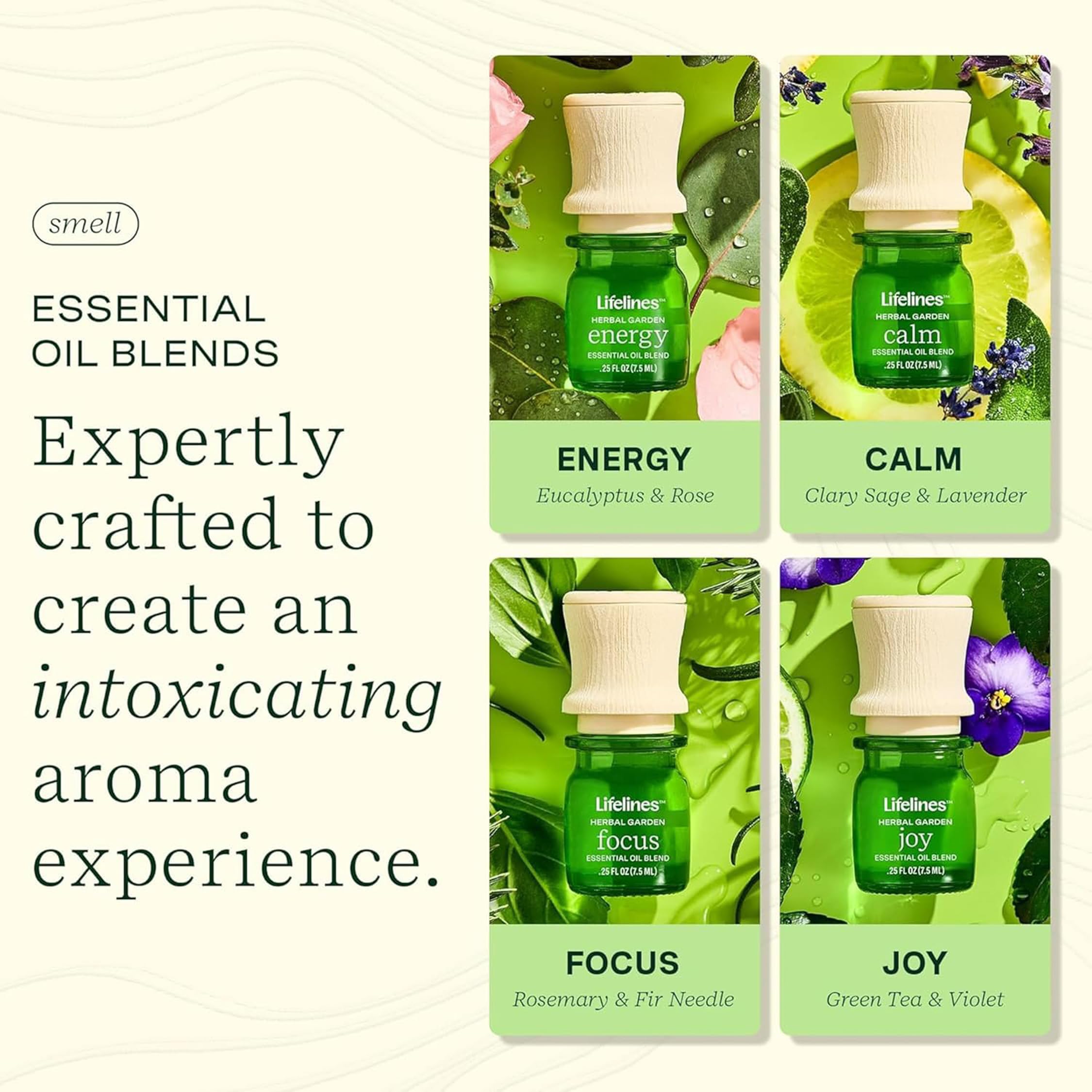 Joy blend bottle with Green Tea and Violet notes